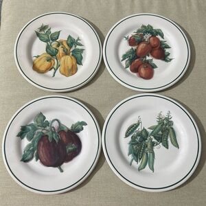 Williams Sonoma Vegetable Salad Plates Set of 4 Portugal Farmhouse 8.5 FREE SHIP